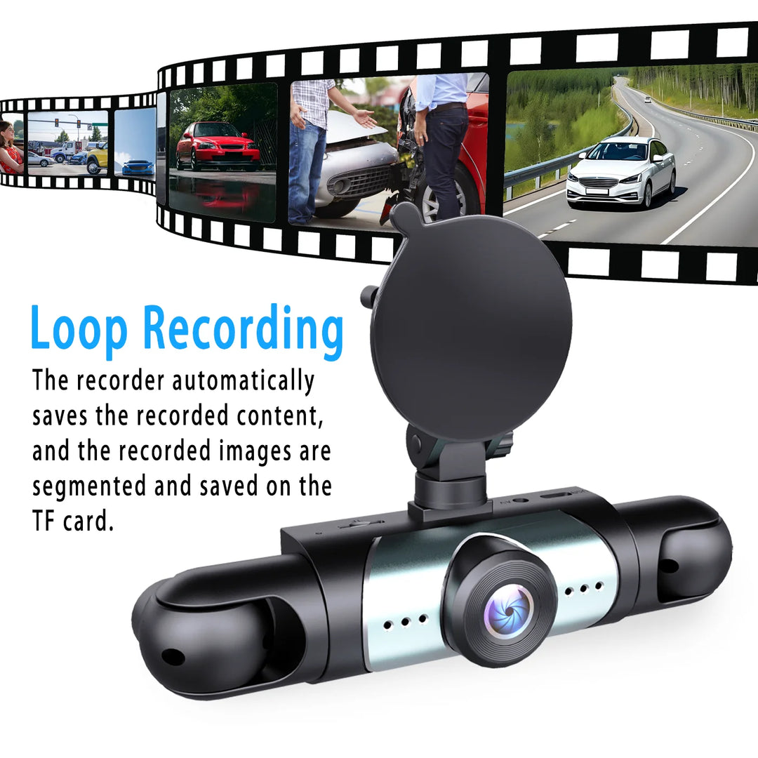 “AutoEye™ 1080P 4-Channel Car DVR with Front & Rear Cameras, Night Vision”