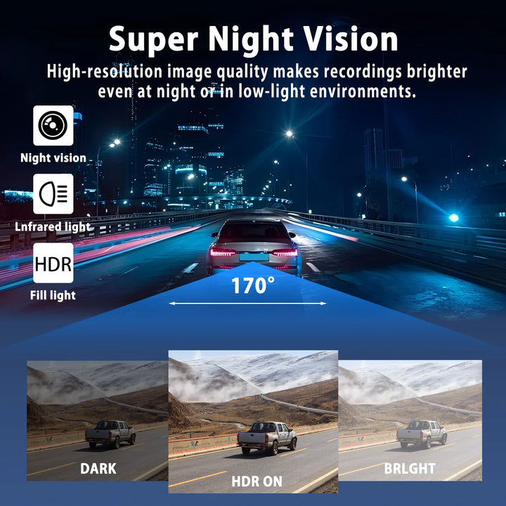 “AutoEye™ 1080P 4-Channel Car DVR with Front & Rear Cameras, Night Vision”