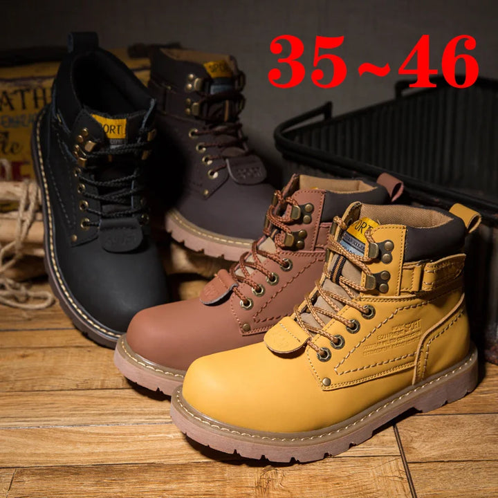 Genuine Leather Tactical Ankle Boots – Winter & Outdoor Shoes