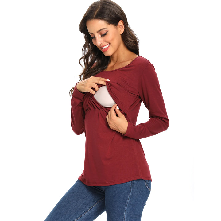 Maternity Long Sleeve Nursing Top – Loose & Comfortable