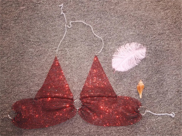 Sexy black White Summer crop top women festival Beach club outfits Party tank top t shirt woman Halter Rhinestones tops topy Hot