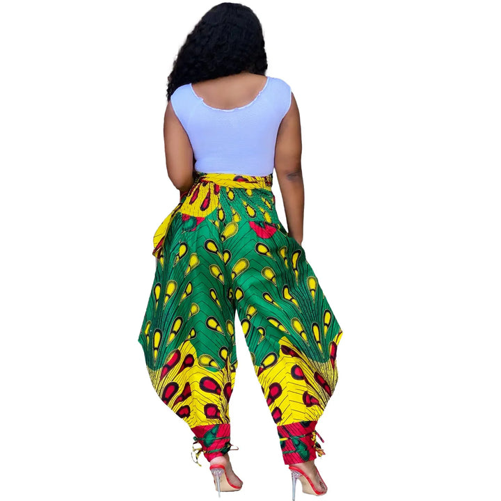 Polyester African Ladies Clothes Dashiki Print Trousers Elastic Waist Ankara Fashion High Harem Pant African Pants For Women