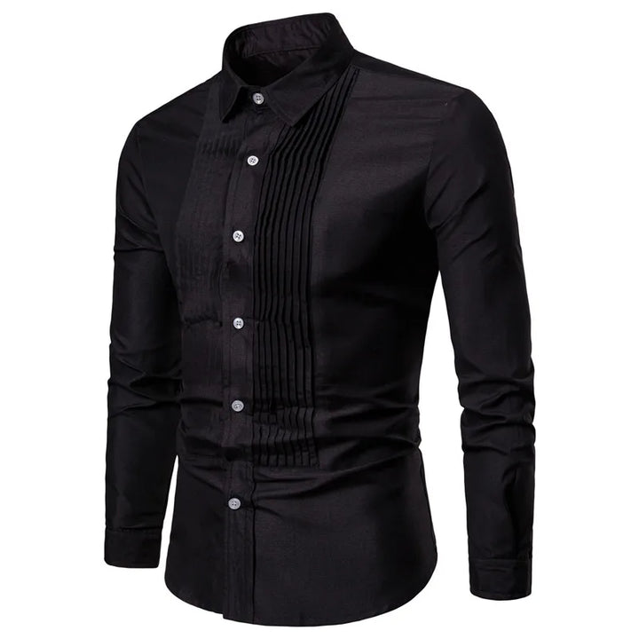 2019 New Designer Wedding Shirts For Men Long Sleeve Fashion Social Club Party Black White Men Dress Shirts Camisa Masculina