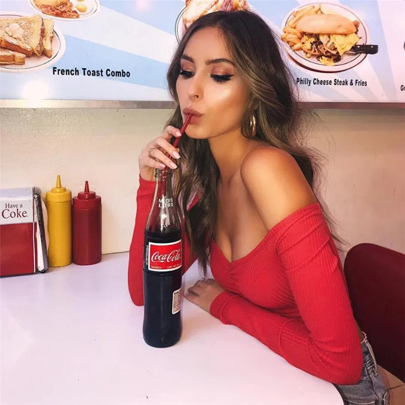 Sexy schulterfreies Langarmshirt für Damen