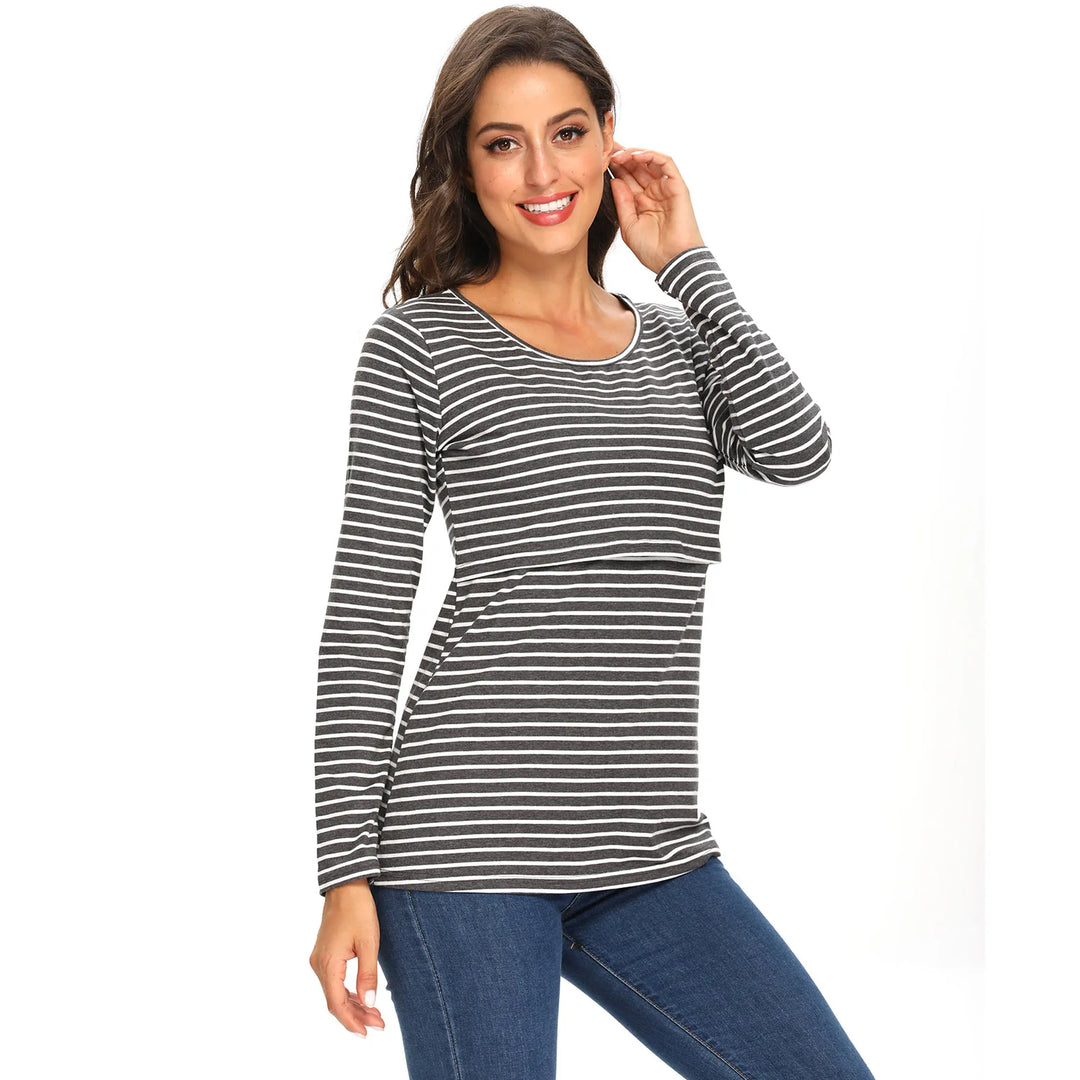 Maternity Long Sleeve Nursing Top – Loose & Comfortable
