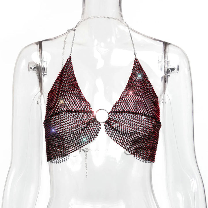 Sexy black White Summer crop top women festival Beach club outfits Party tank top t shirt woman Halter Rhinestones tops topy Hot