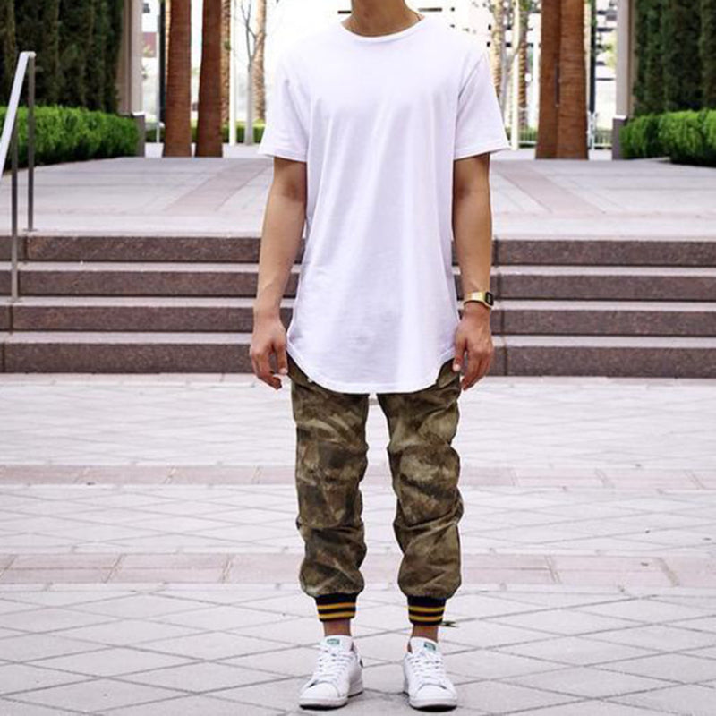 New Summer Best Seller Mens T Shirts Solid Color Round Neck Bottom Side Zipper Fashion Hip-hop Style White Short Sleeve Male