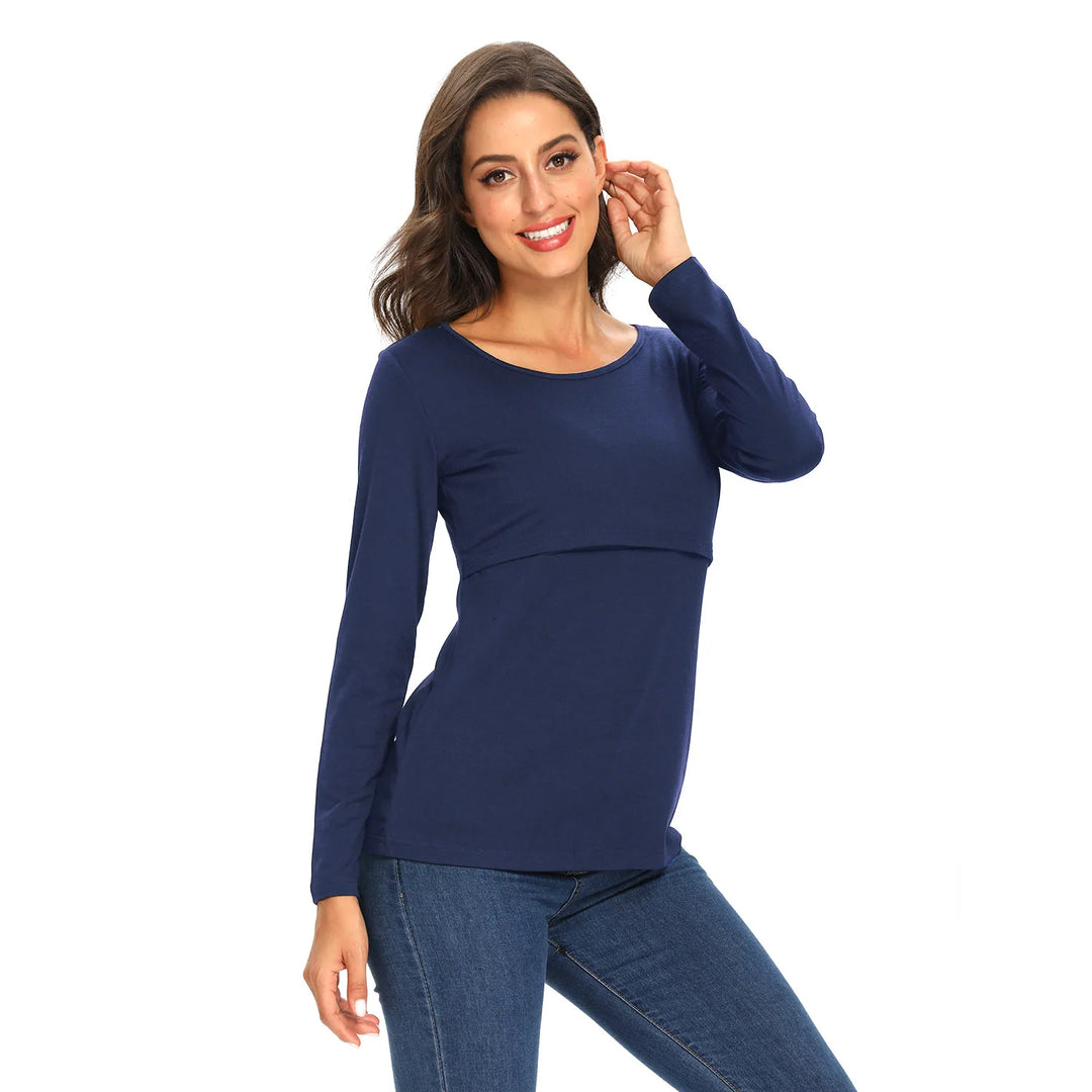 Maternity Long Sleeve Nursing Top – Loose & Comfortable