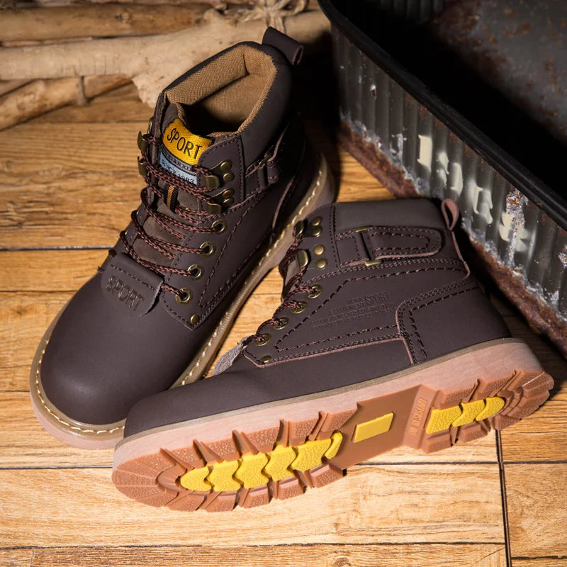 Genuine Leather Tactical Ankle Boots – Winter & Outdoor Shoes