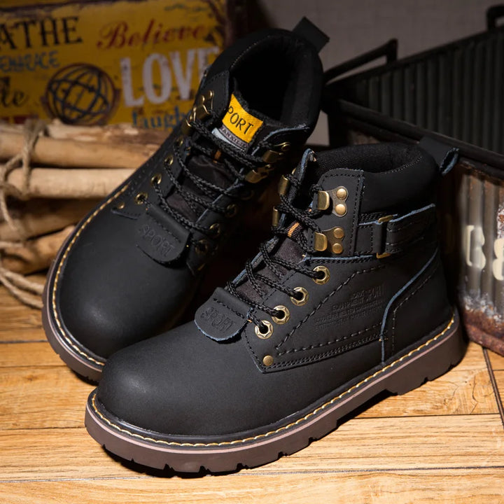 Genuine Leather Tactical Ankle Boots – Winter & Outdoor Shoes