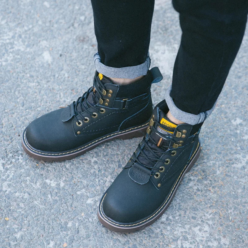 Genuine Leather Tactical Ankle Boots – Winter & Outdoor Shoes