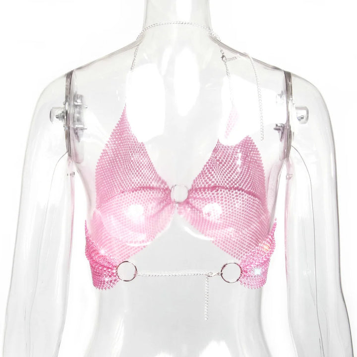 Sexy black White Summer crop top women festival Beach club outfits Party tank top t shirt woman Halter Rhinestones tops topy Hot