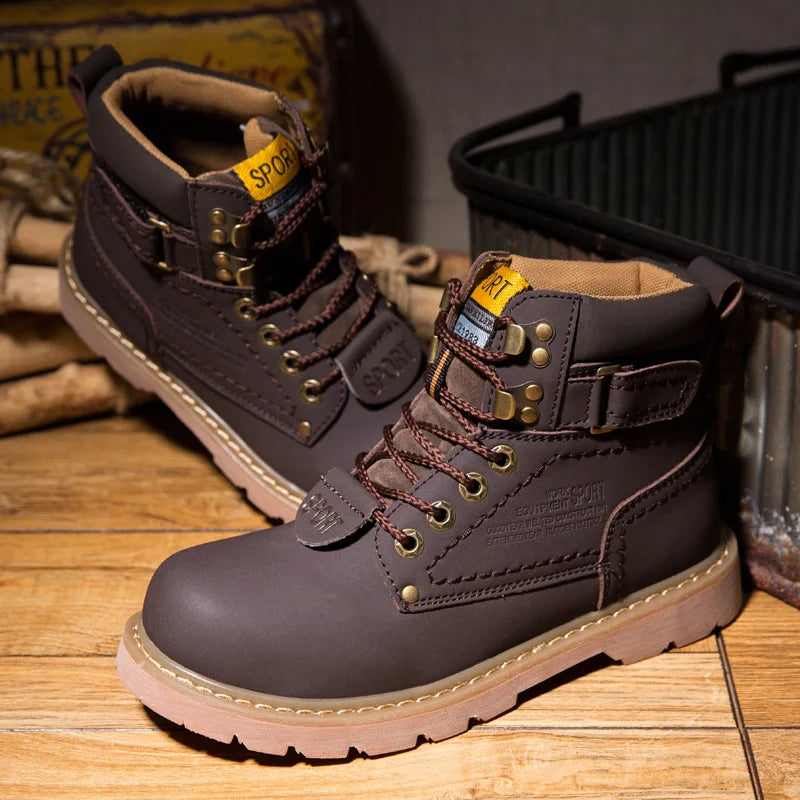 Genuine Leather Tactical Ankle Boots – Winter & Outdoor Shoes