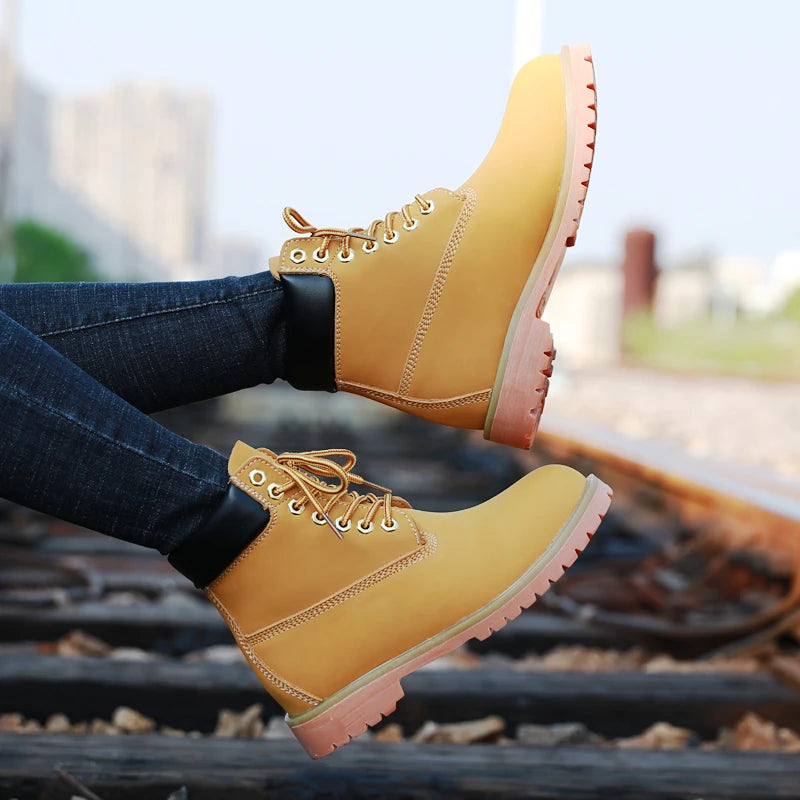 Genuine Leather Tactical Ankle Boots – Winter & Outdoor Shoes