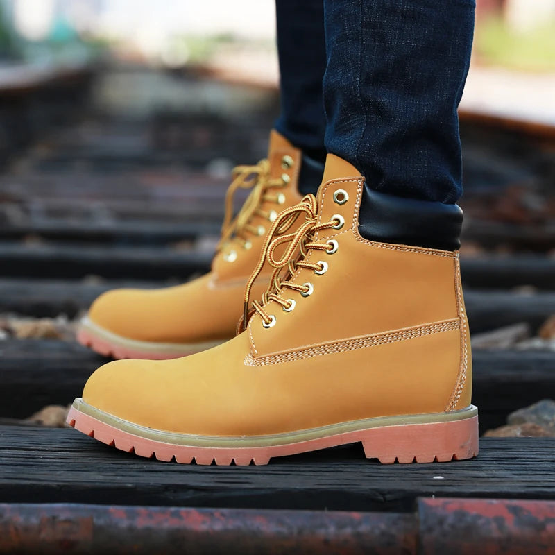 Genuine Leather Tactical Ankle Boots – Winter & Outdoor Shoes