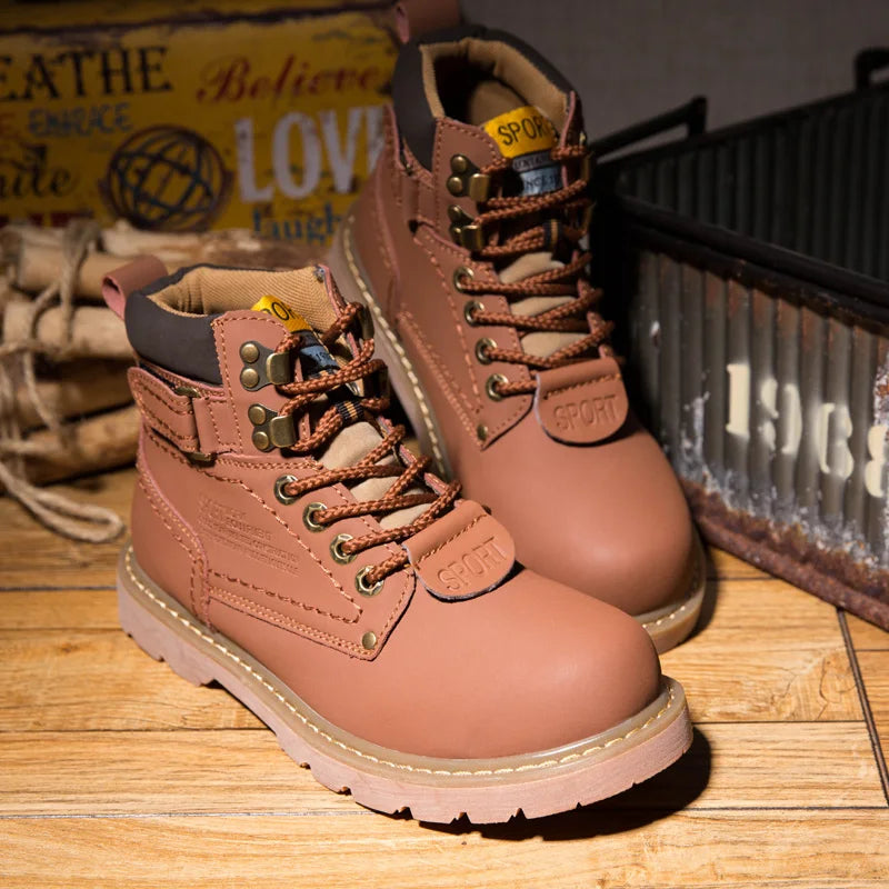 Genuine Leather Tactical Ankle Boots – Winter & Outdoor Shoes