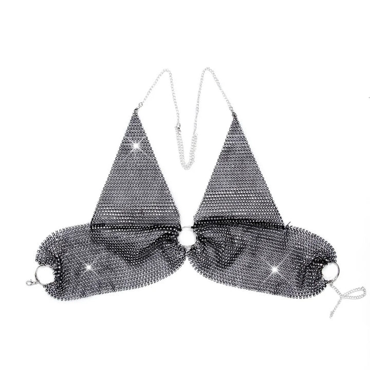 Sexy black White Summer crop top women festival Beach club outfits Party tank top t shirt woman Halter Rhinestones tops topy Hot