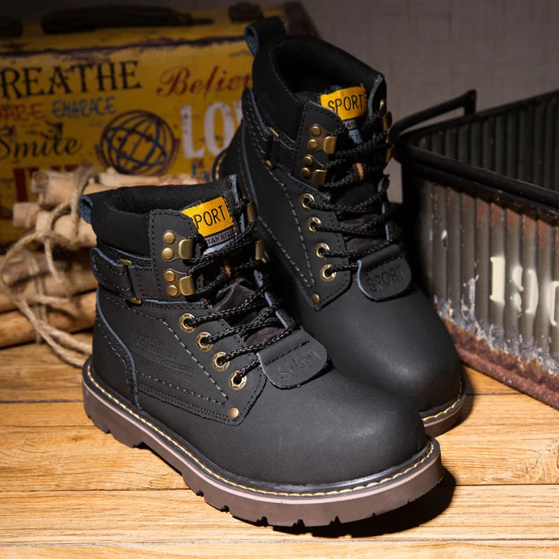 Genuine Leather Tactical Ankle Boots – Winter & Outdoor Shoes