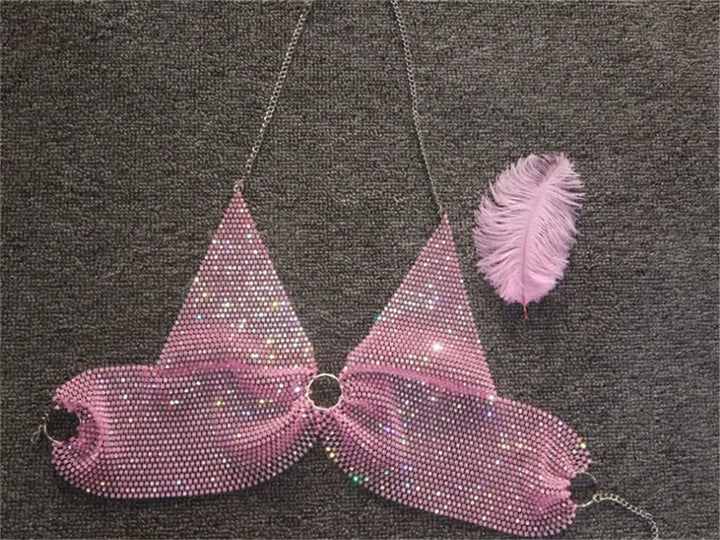 Sexy black White Summer crop top women festival Beach club outfits Party tank top t shirt woman Halter Rhinestones tops topy Hot