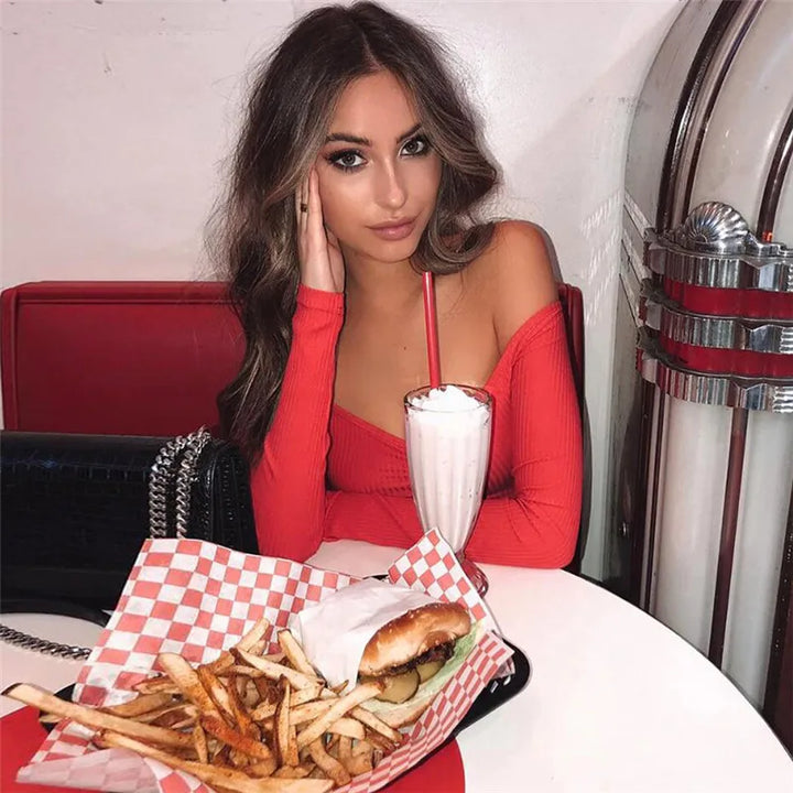 Sexy schulterfreies Langarmshirt für Damen