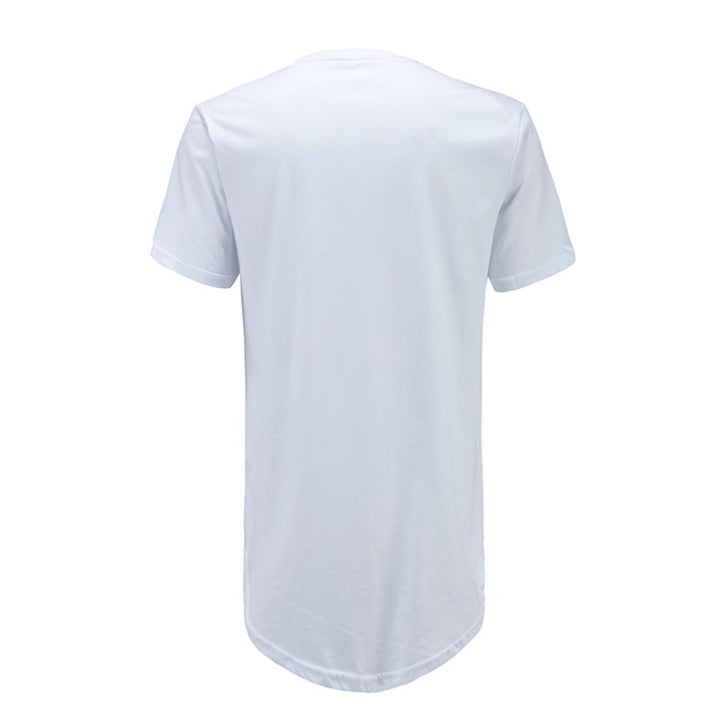 New Summer Best Seller Mens T Shirts Solid Color Round Neck Bottom Side Zipper Fashion Hip-hop Style White Short Sleeve Male
