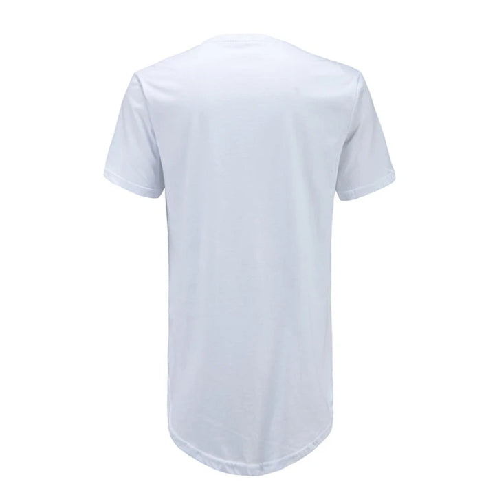 New Summer Best Seller Mens T Shirts Solid Color Round Neck Bottom Side Zipper Fashion Hip-hop Style White Short Sleeve Male