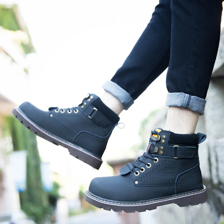 Genuine Leather Tactical Ankle Boots – Winter & Outdoor Shoes