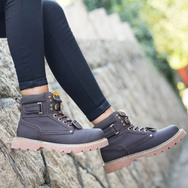 Genuine Leather Tactical Ankle Boots – Winter & Outdoor Shoes