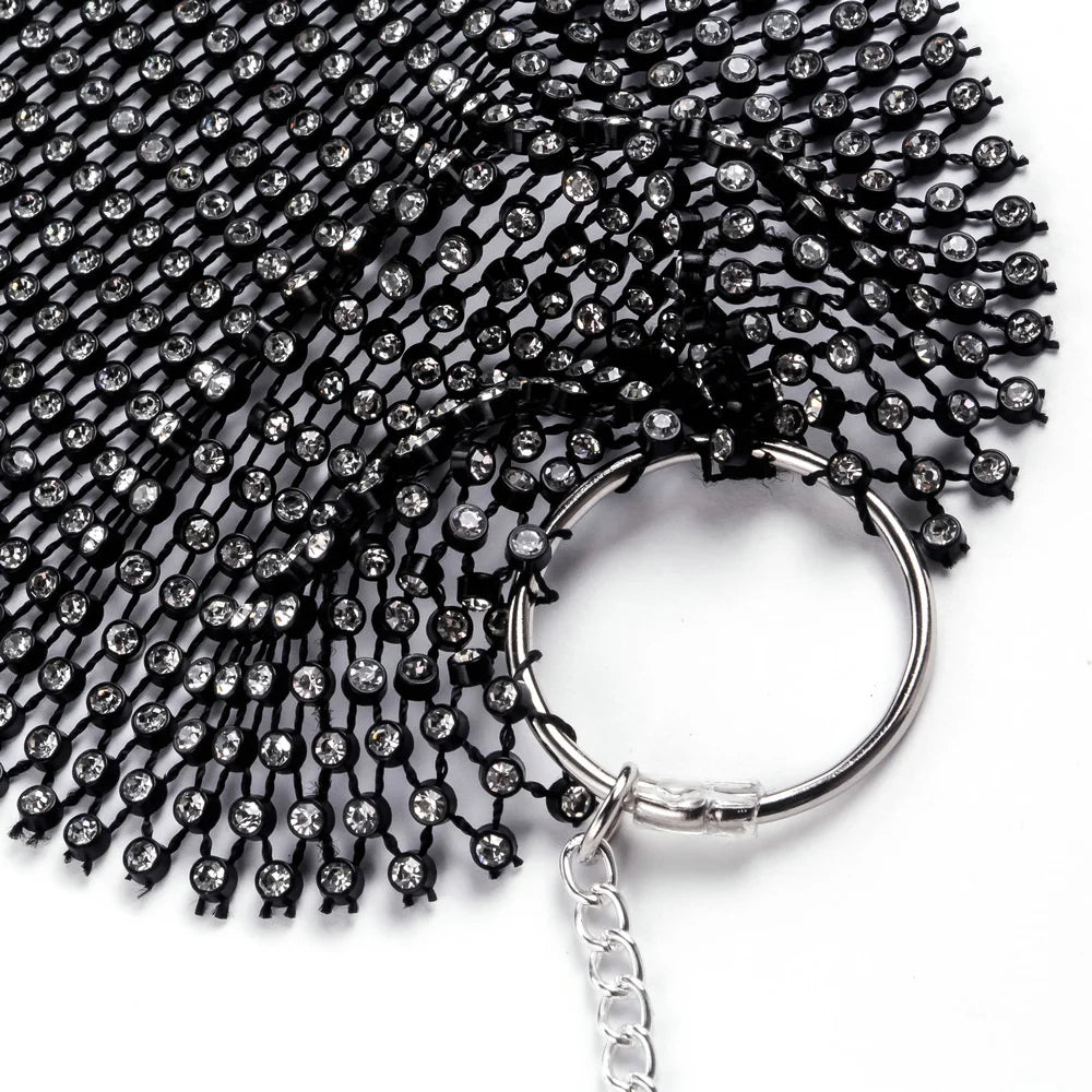 Sexy black White Summer crop top women festival Beach club outfits Party tank top t shirt woman Halter Rhinestones tops topy Hot