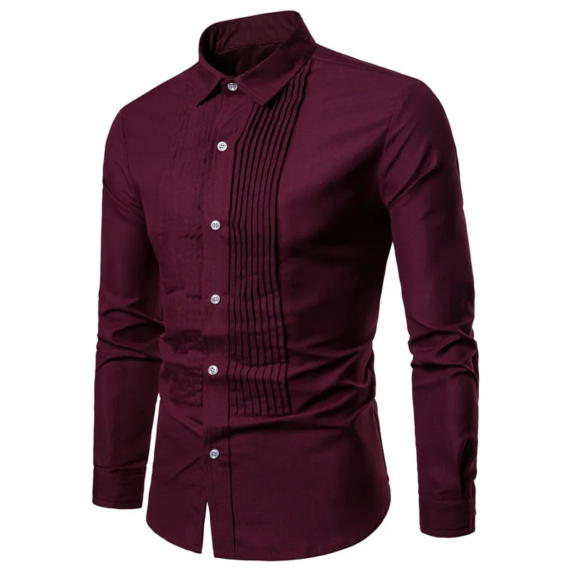 2019 New Designer Wedding Shirts For Men Long Sleeve Fashion Social Club Party Black White Men Dress Shirts Camisa Masculina