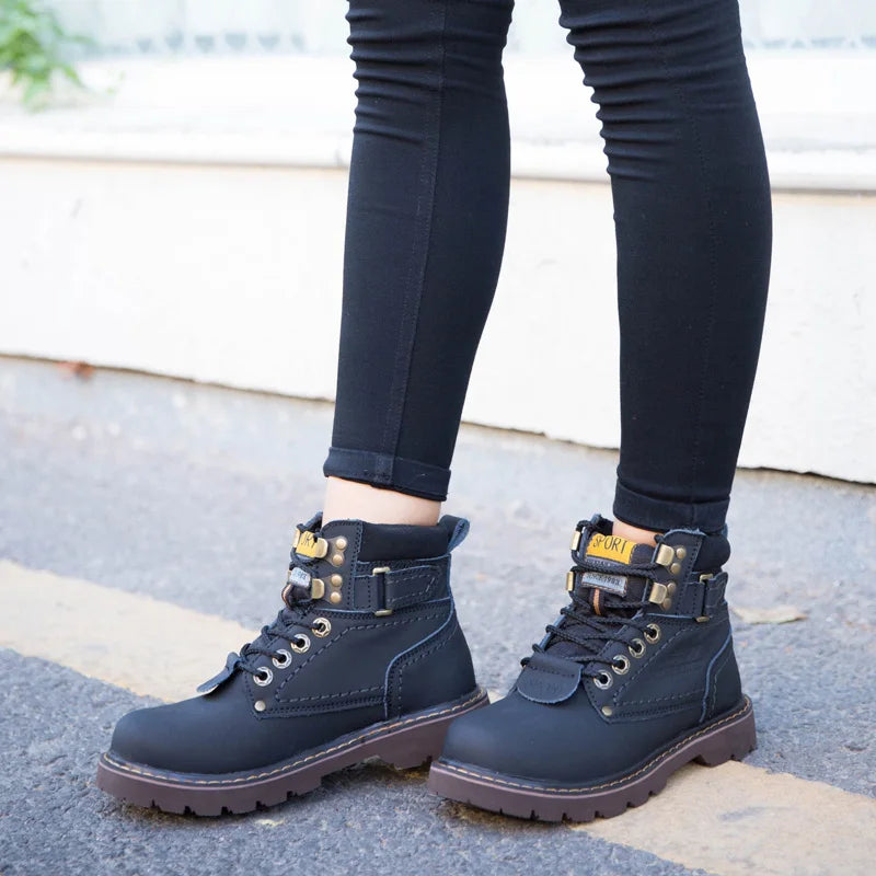 Genuine Leather Tactical Ankle Boots – Winter & Outdoor Shoes