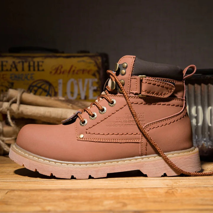 Genuine Leather Tactical Ankle Boots – Winter & Outdoor Shoes