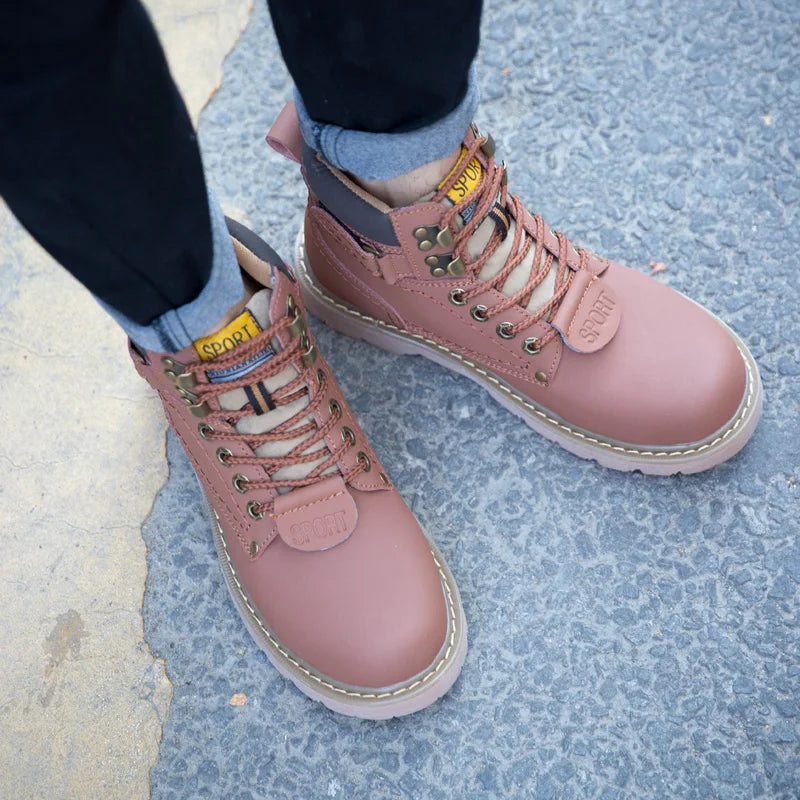 Genuine Leather Tactical Ankle Boots – Winter & Outdoor Shoes