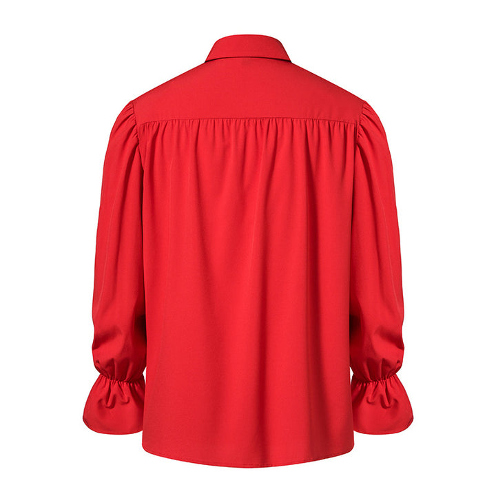 Men Shirts Medieval Retro Performance Dress Shirtspuff Sleeve Casual Stage Cosplay Party Male Clothes Chemise Shirt S09