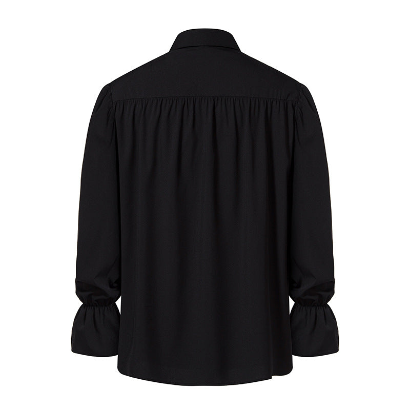Men Shirts Medieval Retro Performance Dress Shirtspuff Sleeve Casual Stage Cosplay Party Male Clothes Chemise Shirt S09