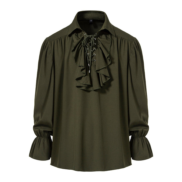 Men Shirts Medieval Retro Performance Dress Shirtspuff Sleeve Casual Stage Cosplay Party Male Clothes Chemise Shirt S09