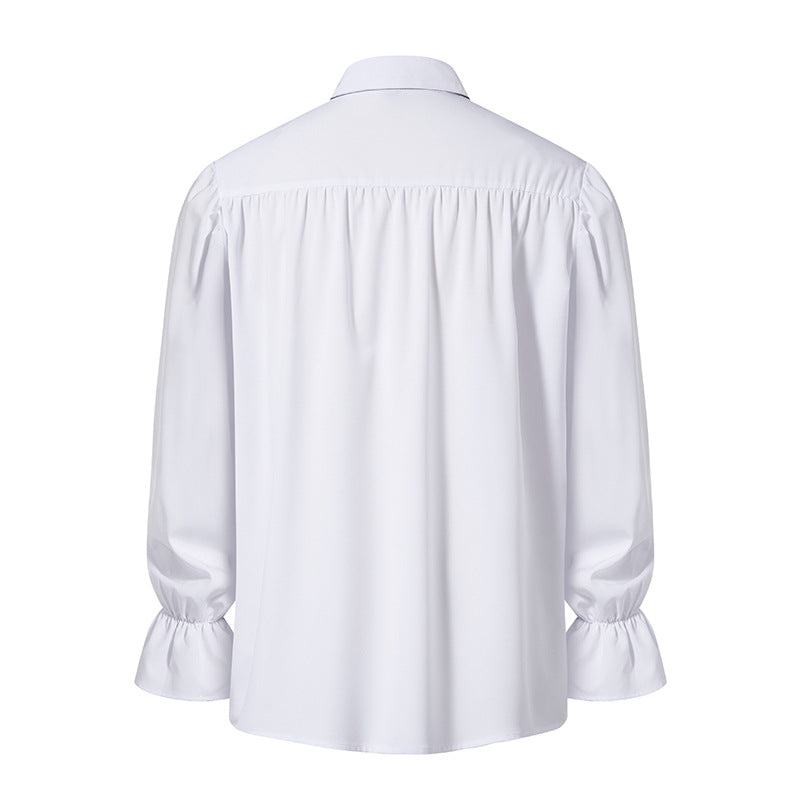 Men Shirts Medieval Retro Performance Dress Shirtspuff Sleeve Casual Stage Cosplay Party Male Clothes Chemise Shirt S09
