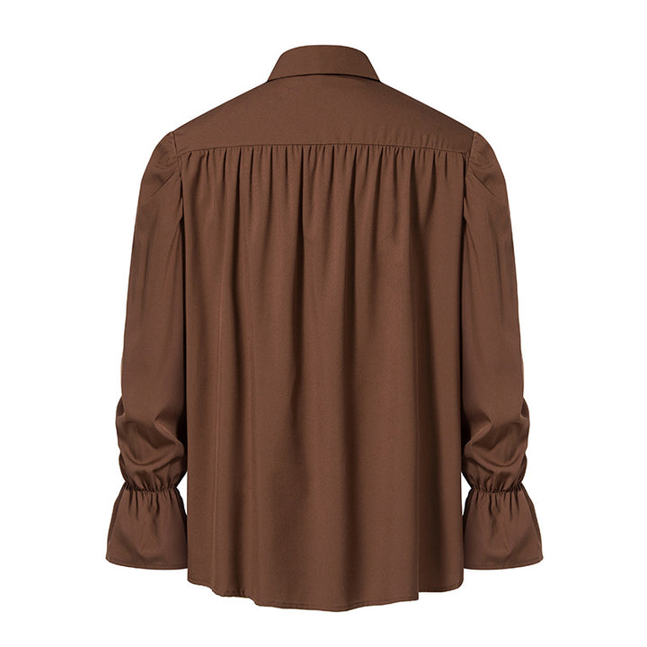 Men Shirts Medieval Retro Performance Dress Shirtspuff Sleeve Casual Stage Cosplay Party Male Clothes Chemise Shirt S09