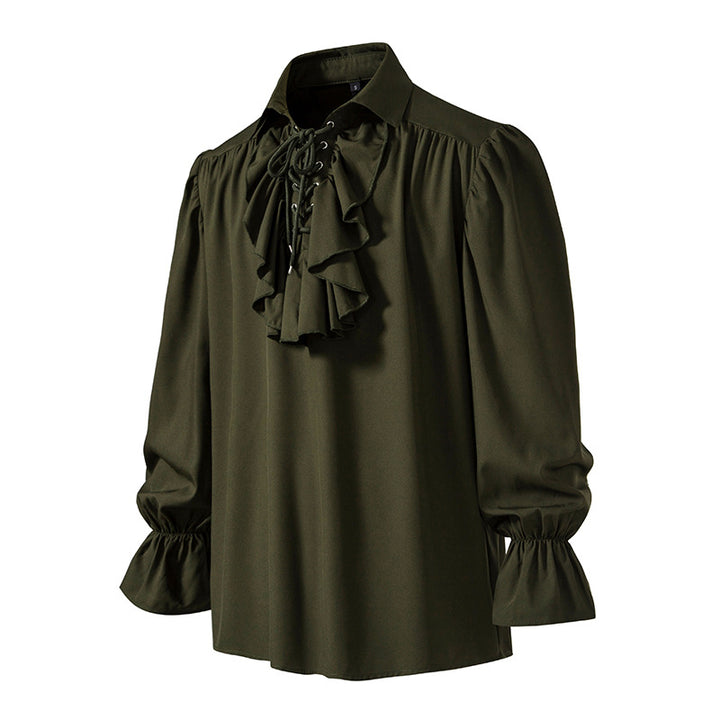 Men Shirts Medieval Retro Performance Dress Shirtspuff Sleeve Casual Stage Cosplay Party Male Clothes Chemise Shirt S09