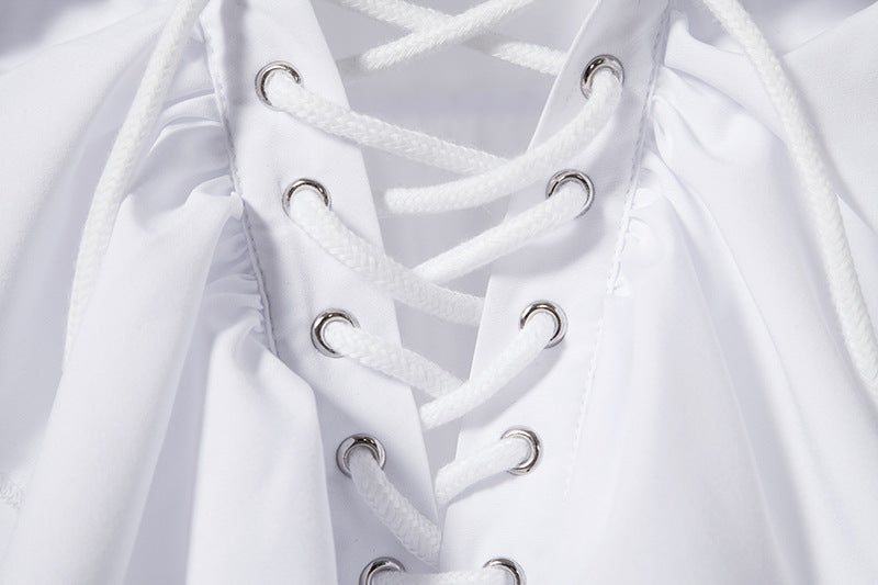 Men Shirts Medieval Retro Performance Dress Shirtspuff Sleeve Casual Stage Cosplay Party Male Clothes Chemise Shirt S09