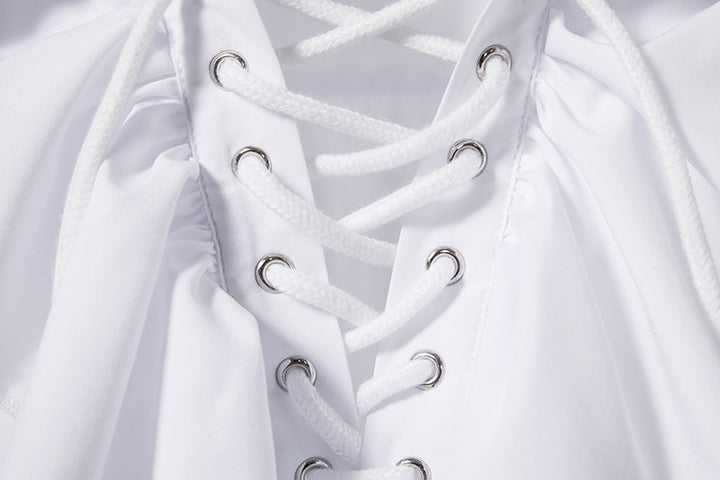 Men Shirts Medieval Retro Performance Dress Shirtspuff Sleeve Casual Stage Cosplay Party Male Clothes Chemise Shirt S09