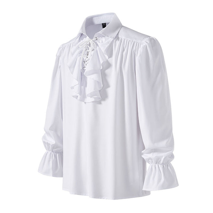 Men Shirts Medieval Retro Performance Dress Shirtspuff Sleeve Casual Stage Cosplay Party Male Clothes Chemise Shirt S09