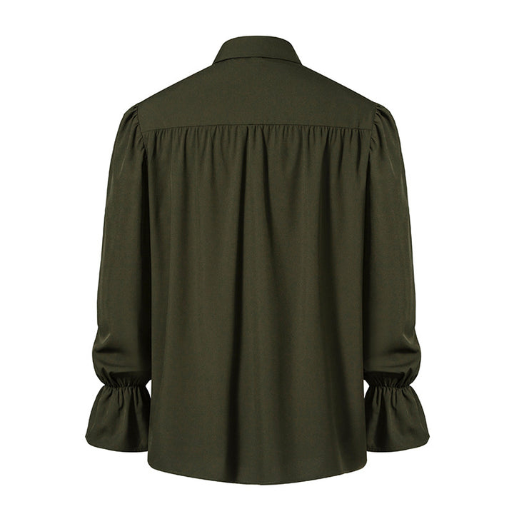 Men Shirts Medieval Retro Performance Dress Shirtspuff Sleeve Casual Stage Cosplay Party Male Clothes Chemise Shirt S09