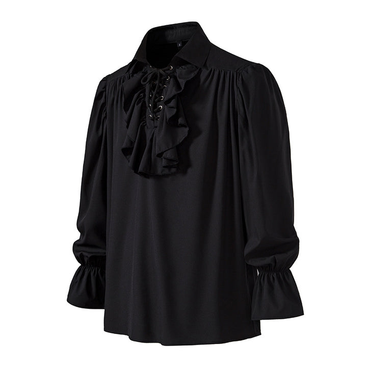 Men Shirts Medieval Retro Performance Dress Shirtspuff Sleeve Casual Stage Cosplay Party Male Clothes Chemise Shirt S09