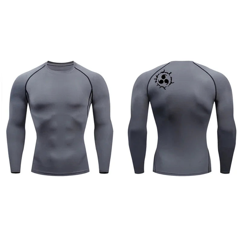 Graphic Compression Shirts for Men Athletic Quick Dry Rash Guard Stretchy Baselayers Undershirts Gym Workout Running Tshirt Tops