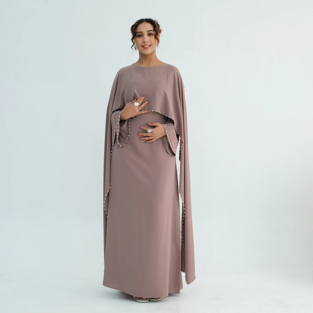 Luxury Dubai Shawl Abaya Elegant Beaded Waist Cinching Kaftan Muslim Women Traditional Dress Maxi Long Sleeve Robe Eid Outfit