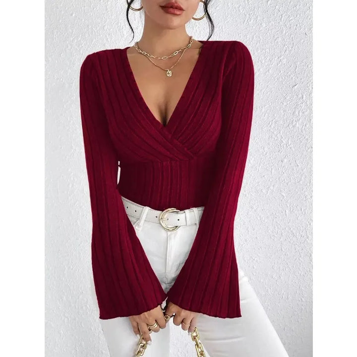 Women’s Cropped Long Sleeve Top – Casual Pullover T-Shirt