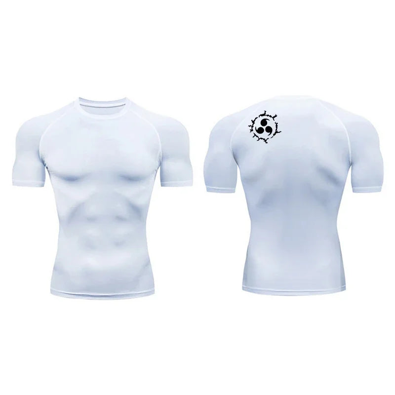 Graphic Compression Shirts for Men Athletic Quick Dry Rash Guard Stretchy Baselayers Undershirts Gym Workout Running Tshirt Tops