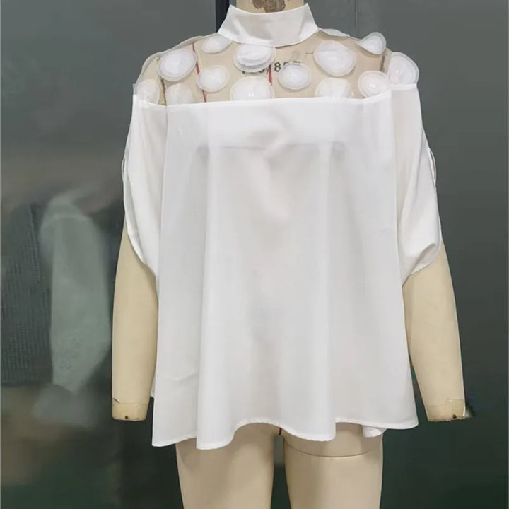 Women’s Mesh Off-Shoulder Top – Summer Bat Sleeve Shirt