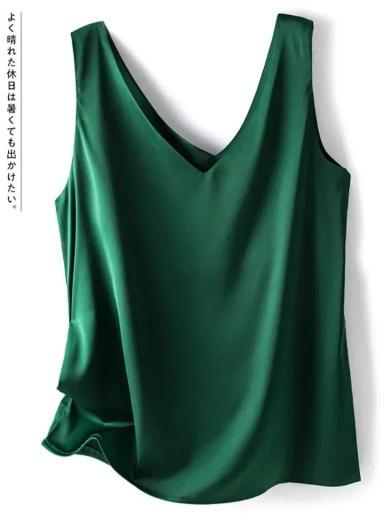 2025 Women’s Satin Silk Camisole – Sleeveless V-Neck Summer Tank Top